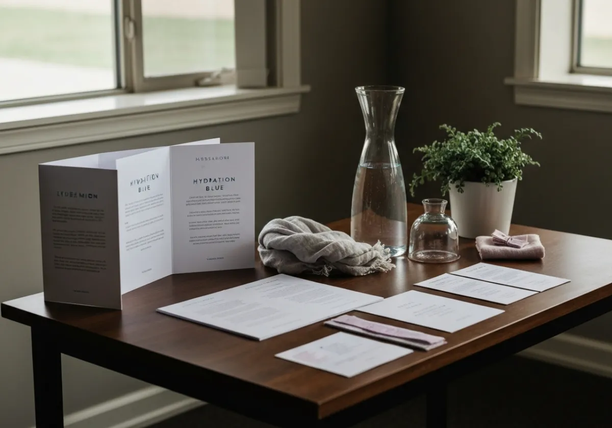Retreat venue and materials on desk