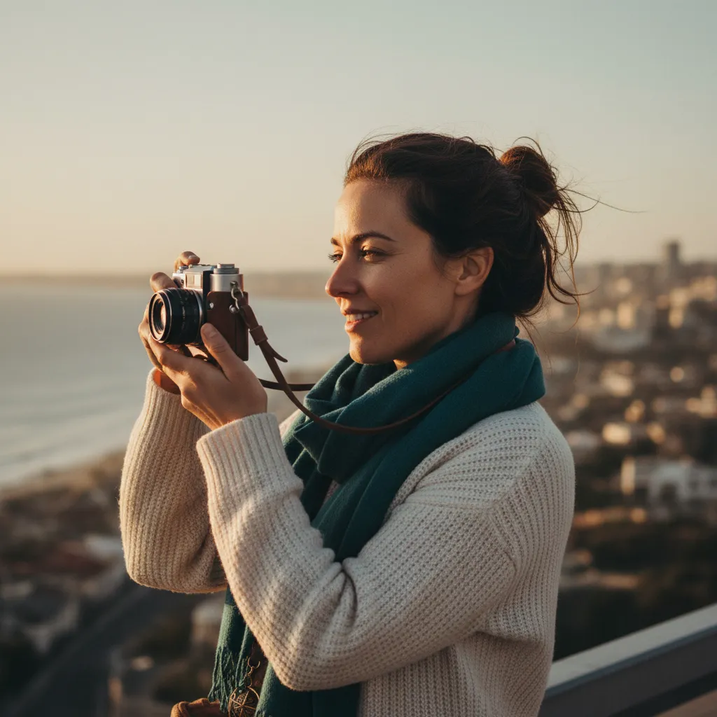 Solo traveller taking a photo