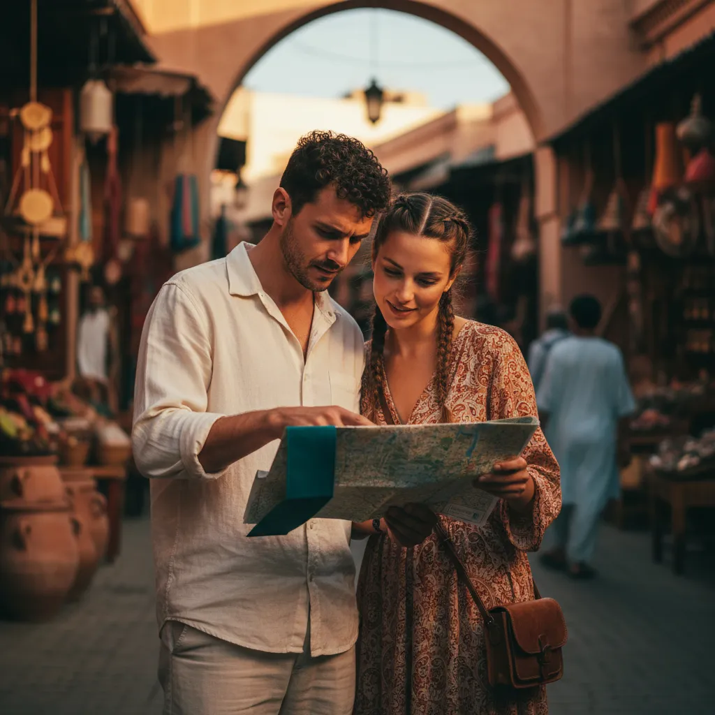 Couple checking a map