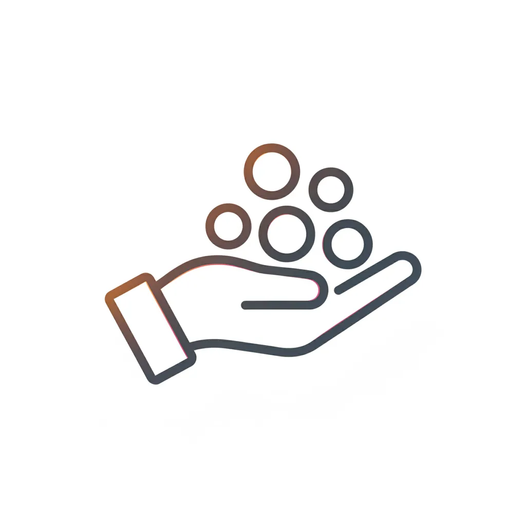Decorative open hand with coin icon