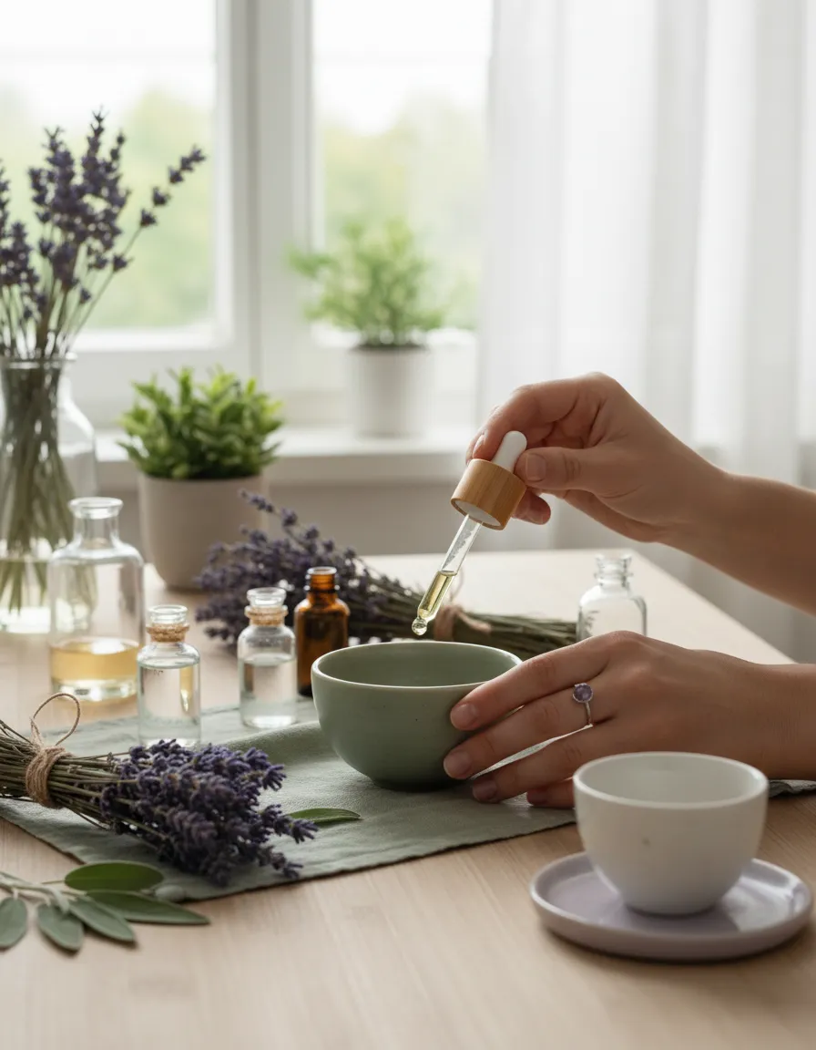 Estilo de vida natural y uso diario de aceites esenciales