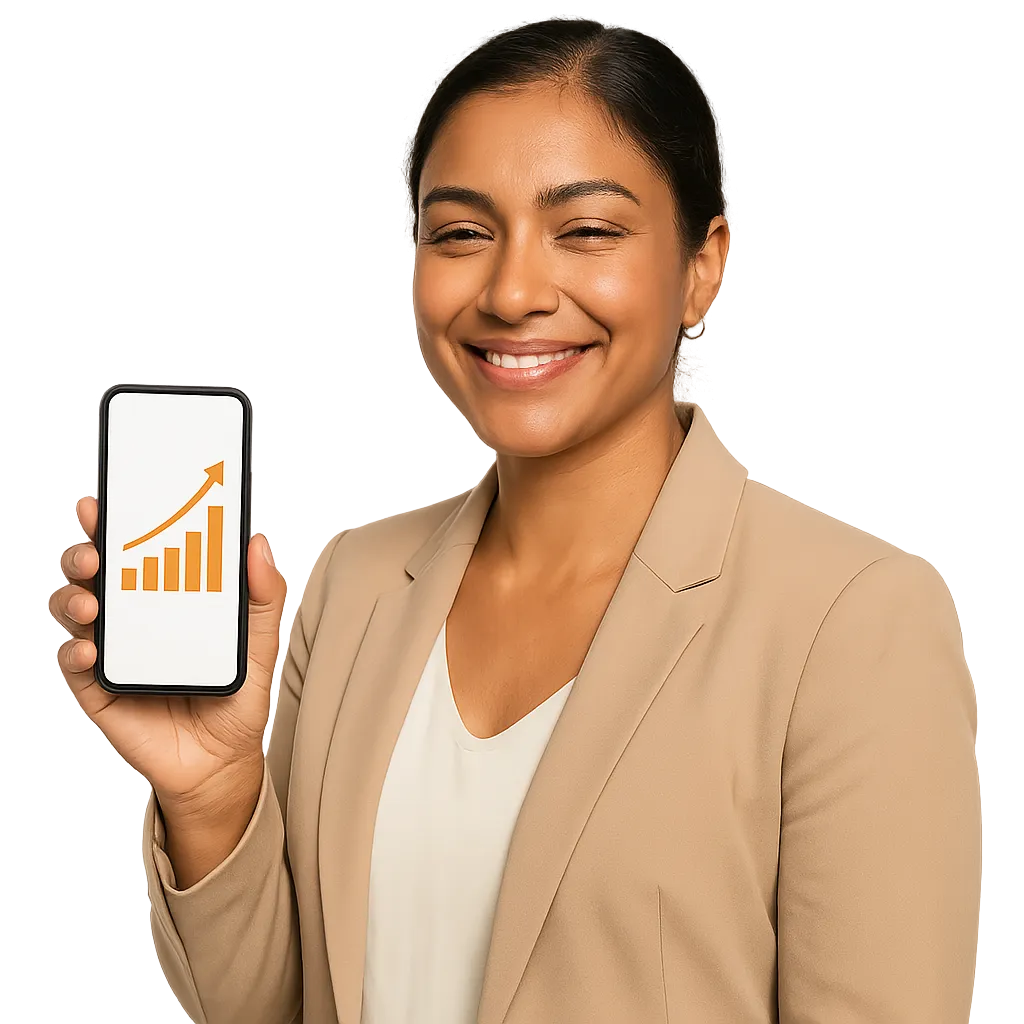 Professional displaying upward financial chart