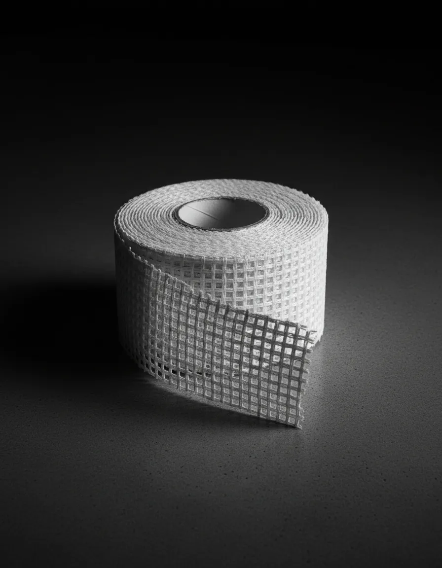 Fiberglass mesh tape industrial grid black and white texture