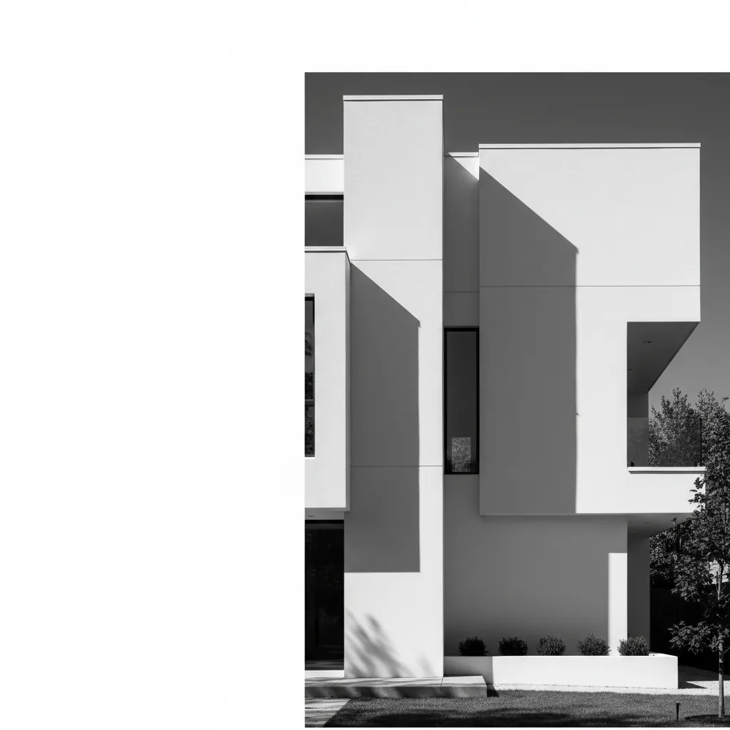 Stark high-contrast B&W modern facade