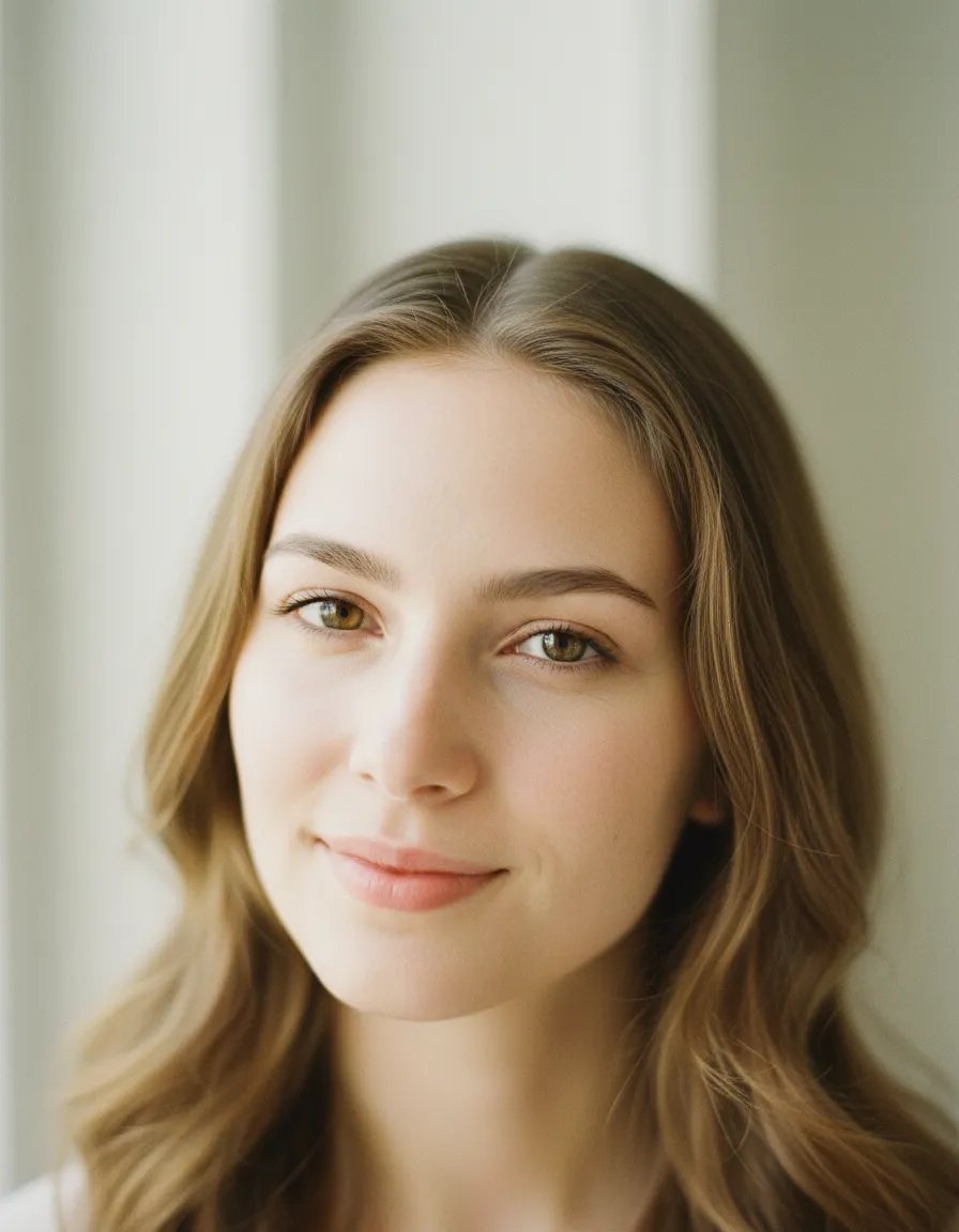 Close-up portrait of a woman in soft natural light