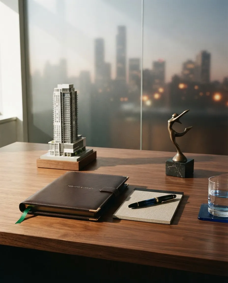 Editorial composition representing wealth management and elevated lifestyle architecture