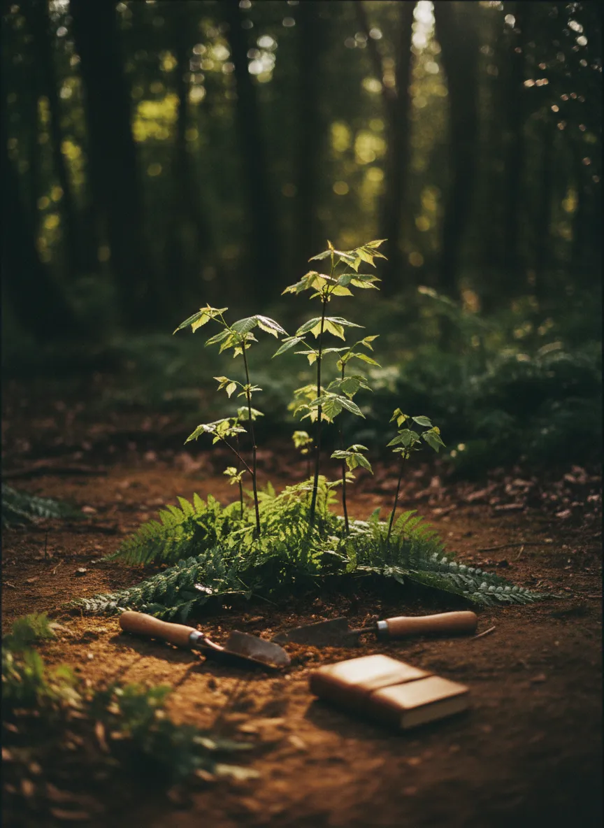Soft vintage botanical landscape representing the tending phase