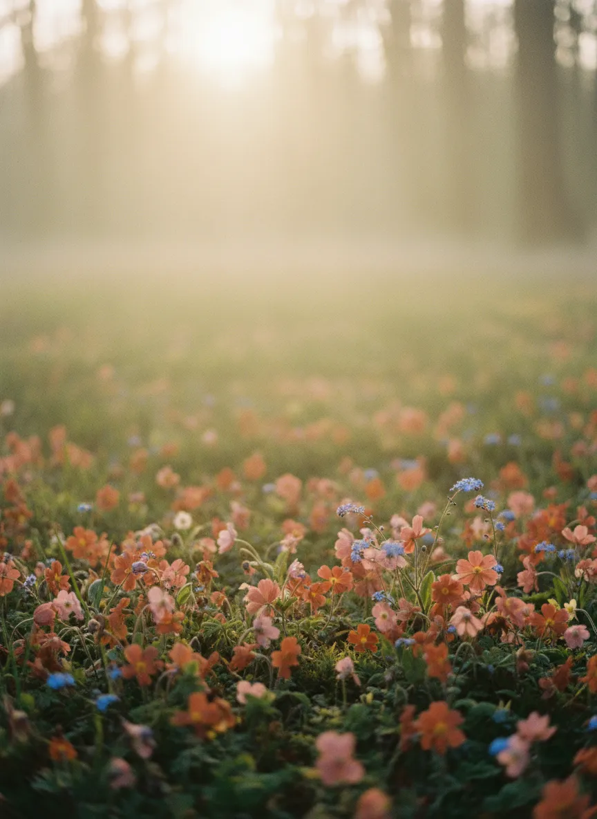 Soft vintage botanical landscape representing the blooming phase