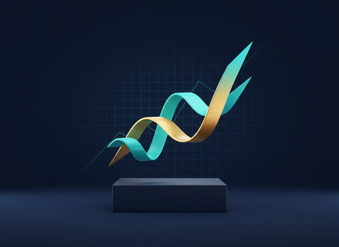 3D stylized yield curve and risk-return spectrum graphic