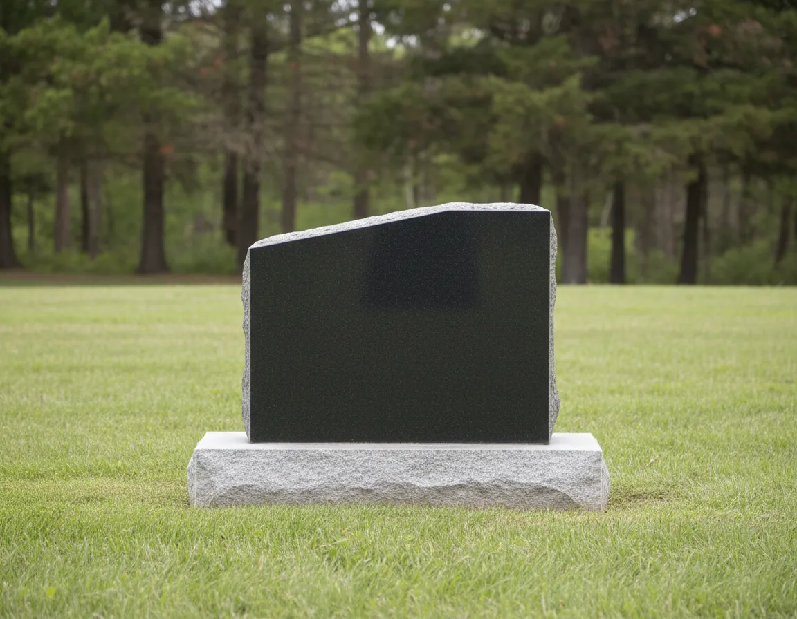 Slant style memorial stone on a base