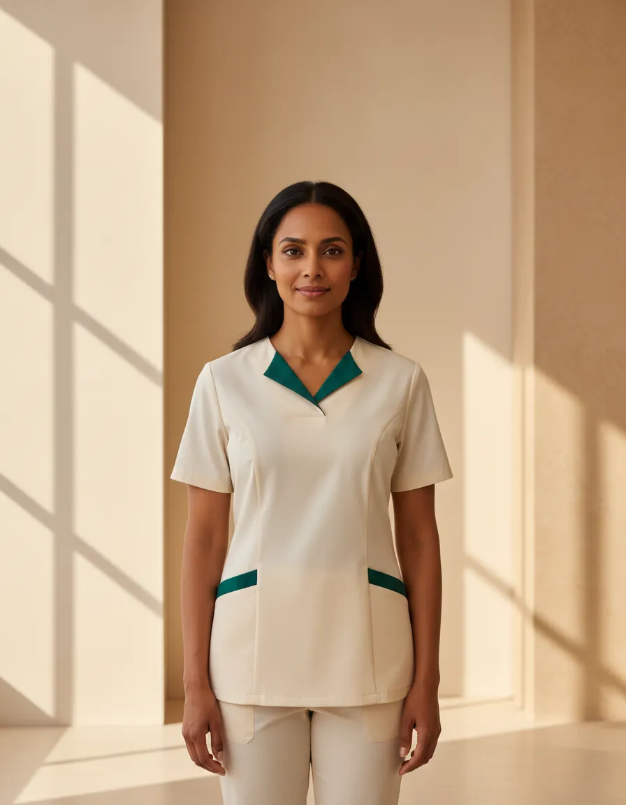 Multicultural registered nurse looking confident in a premium clinic setting