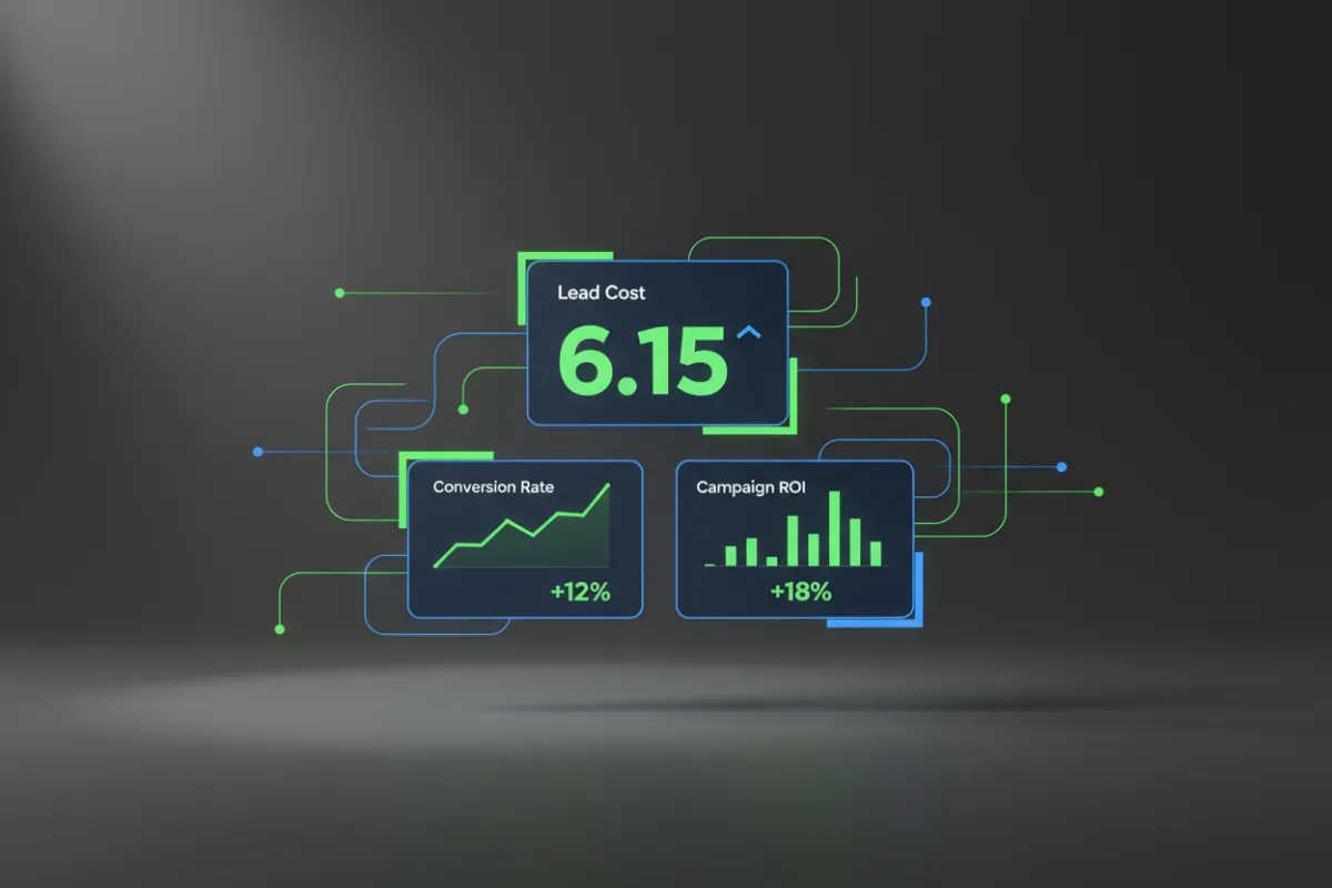 UI showing ad account lead cost of 6.15