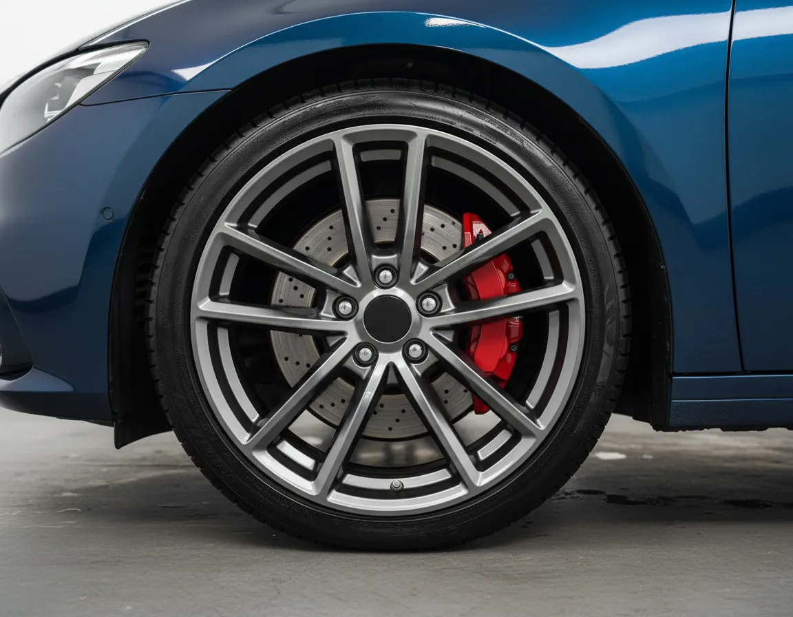 Detailed wheels and tires with clean finish