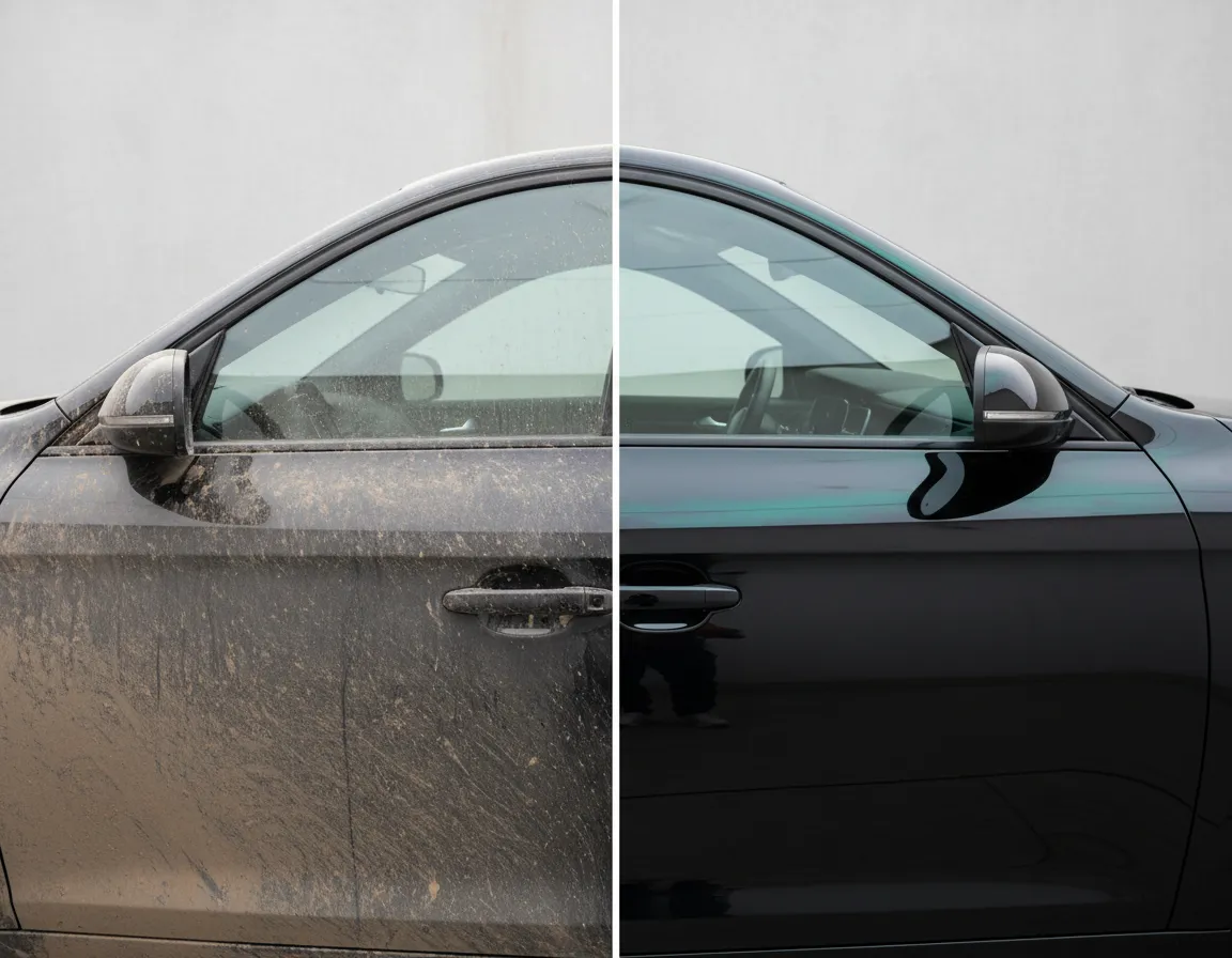 Before and after of exterior detailing