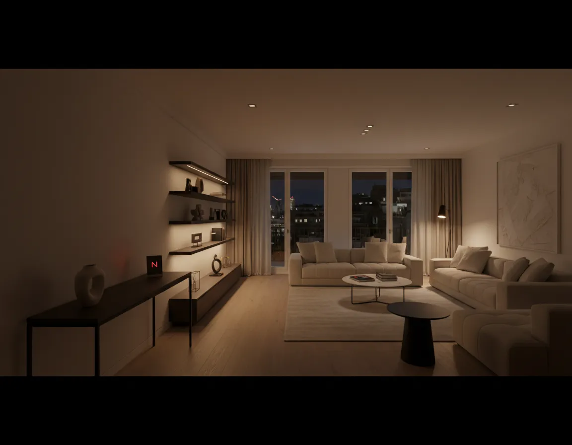 Casa iluminada de noche creando un ambiente seguro