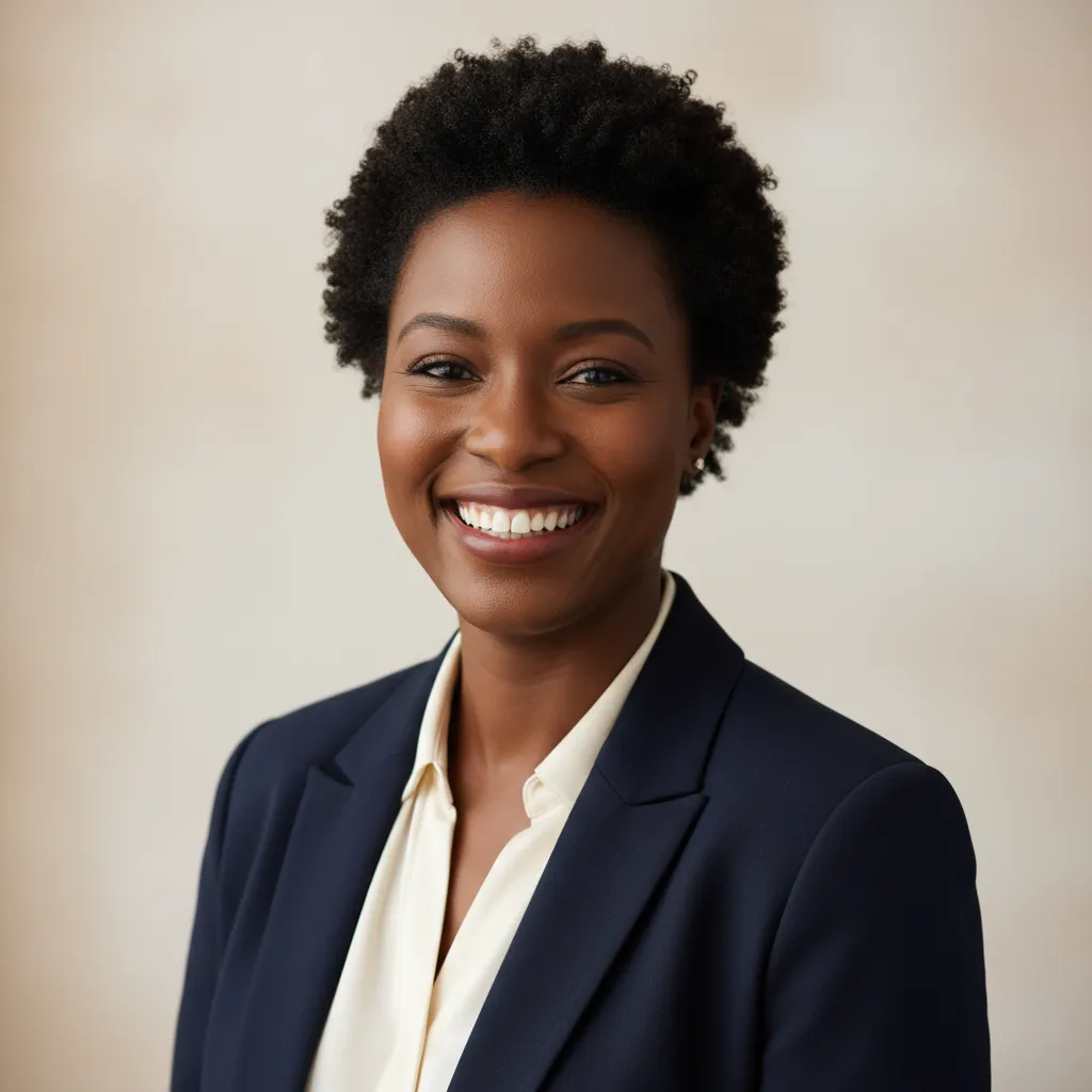 Professional headshot of a smiling Black woman, centered