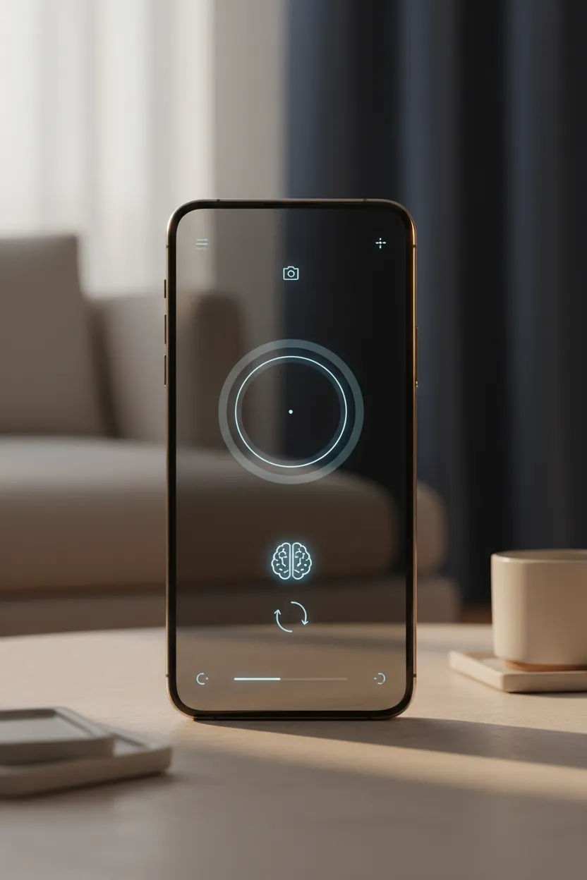 AI photo capture mobile app mockup