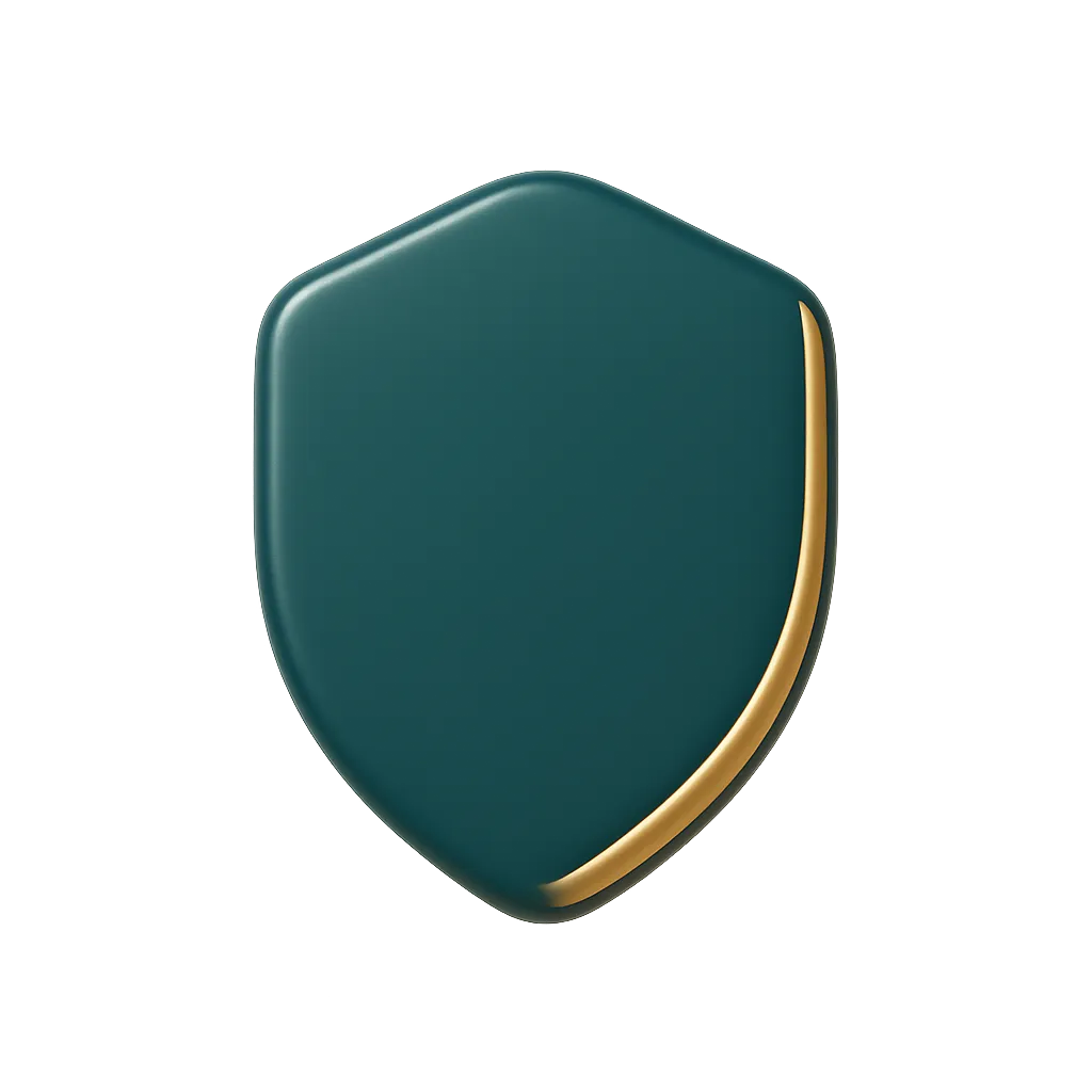 SafeNest Trust Emblem featuring soft teal and gold accents
