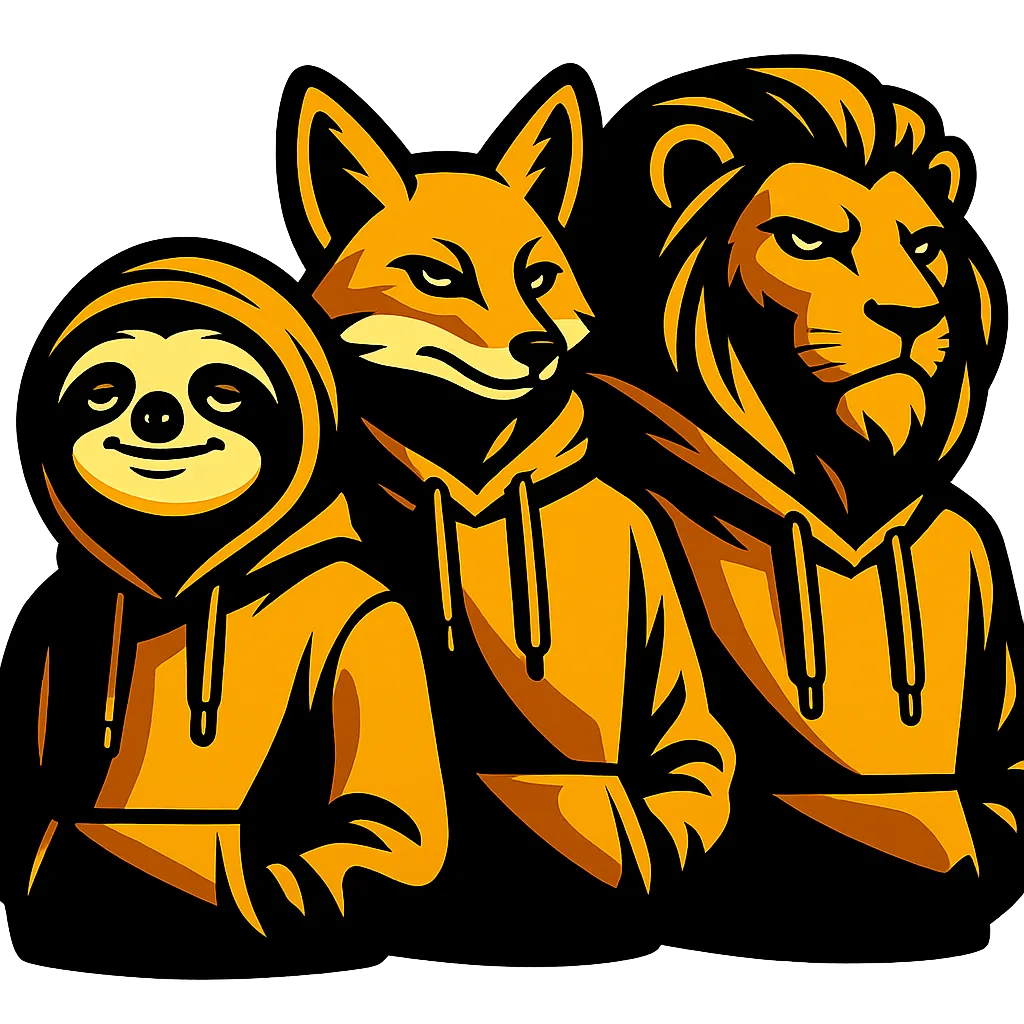 Unmotivated Animals character illustration representing relaxed high-performance and anti-hustle culture.