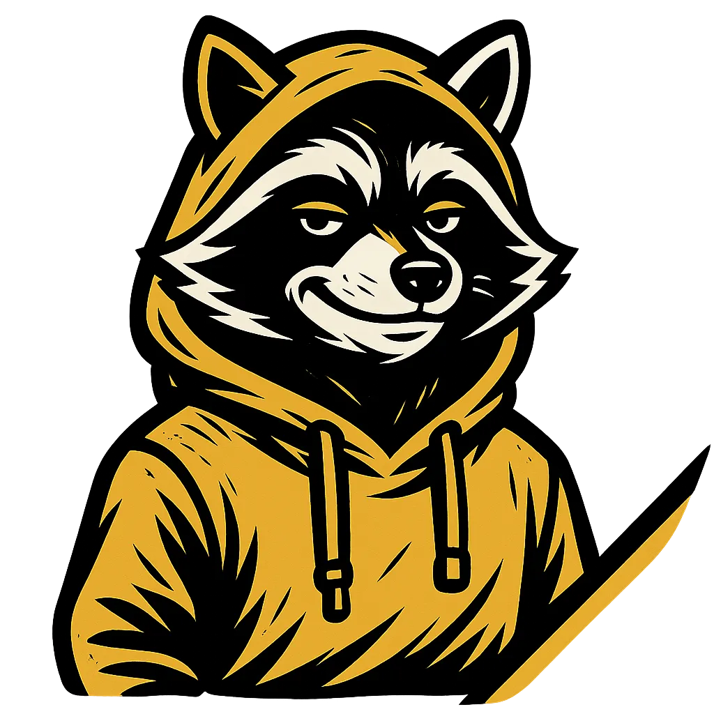 Raccoon character illustration representing cunning instincts