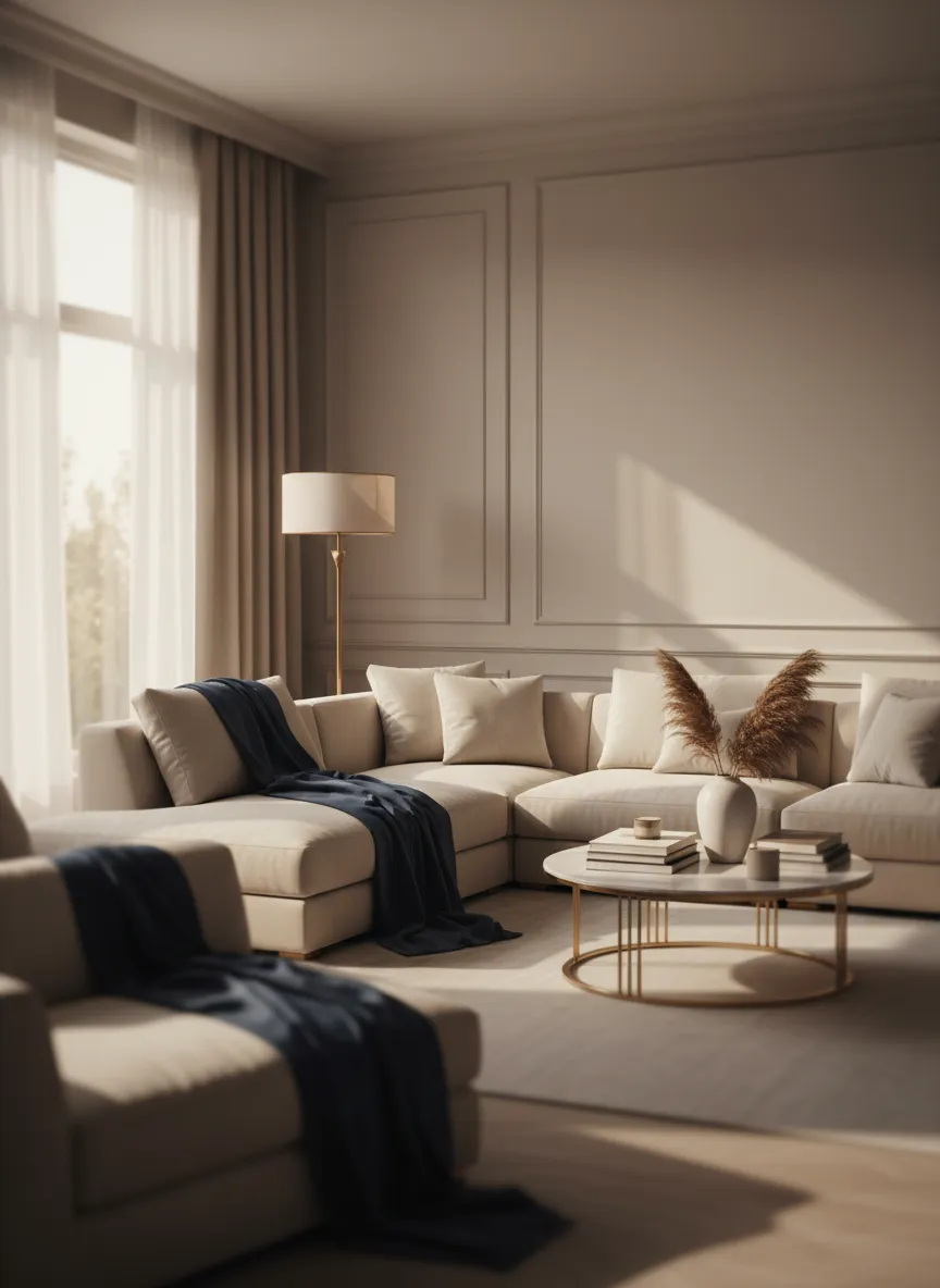Warm, soft-focus lifestyle image of a well-organized, safe family living space