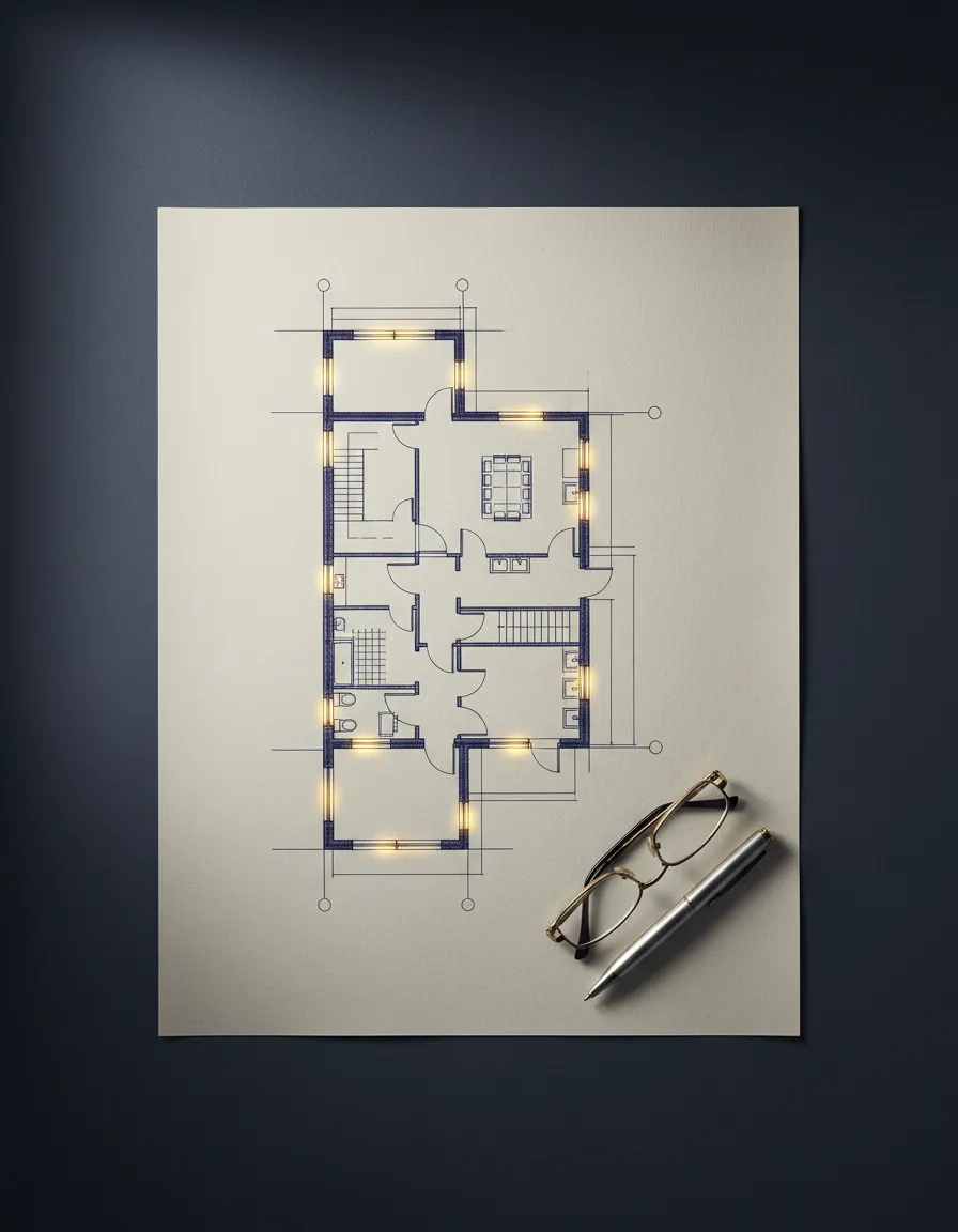 Commercial architectural blueprint planning