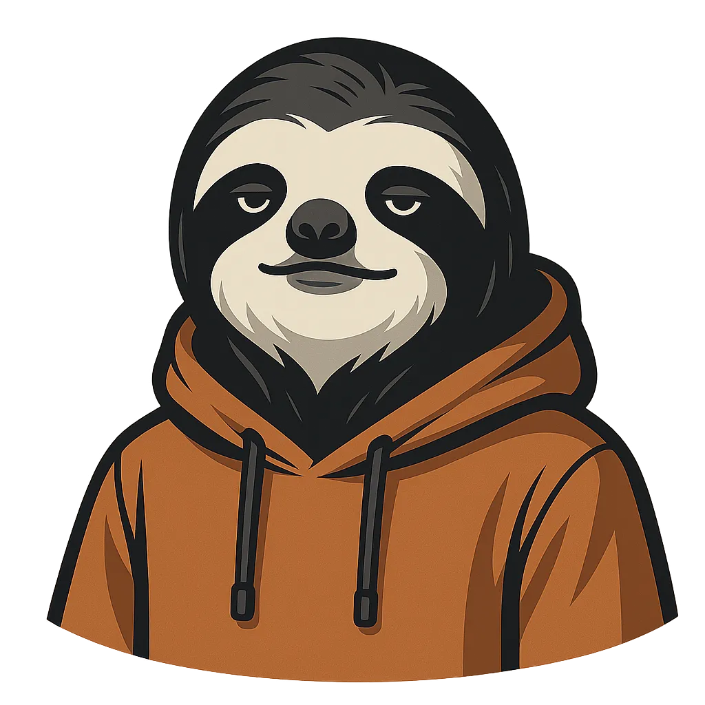 Sloth character illustration representing calm productivity