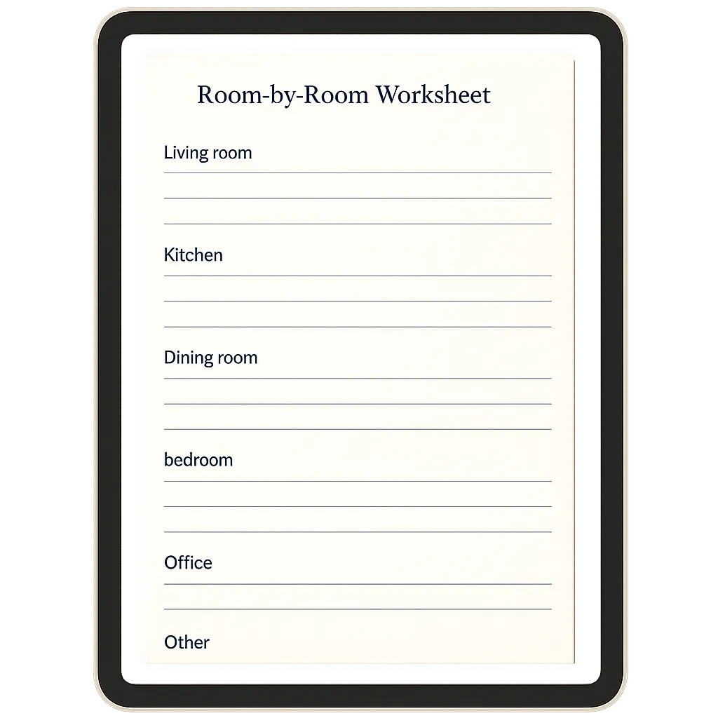 The Room-by-Room Worksheet Mockup