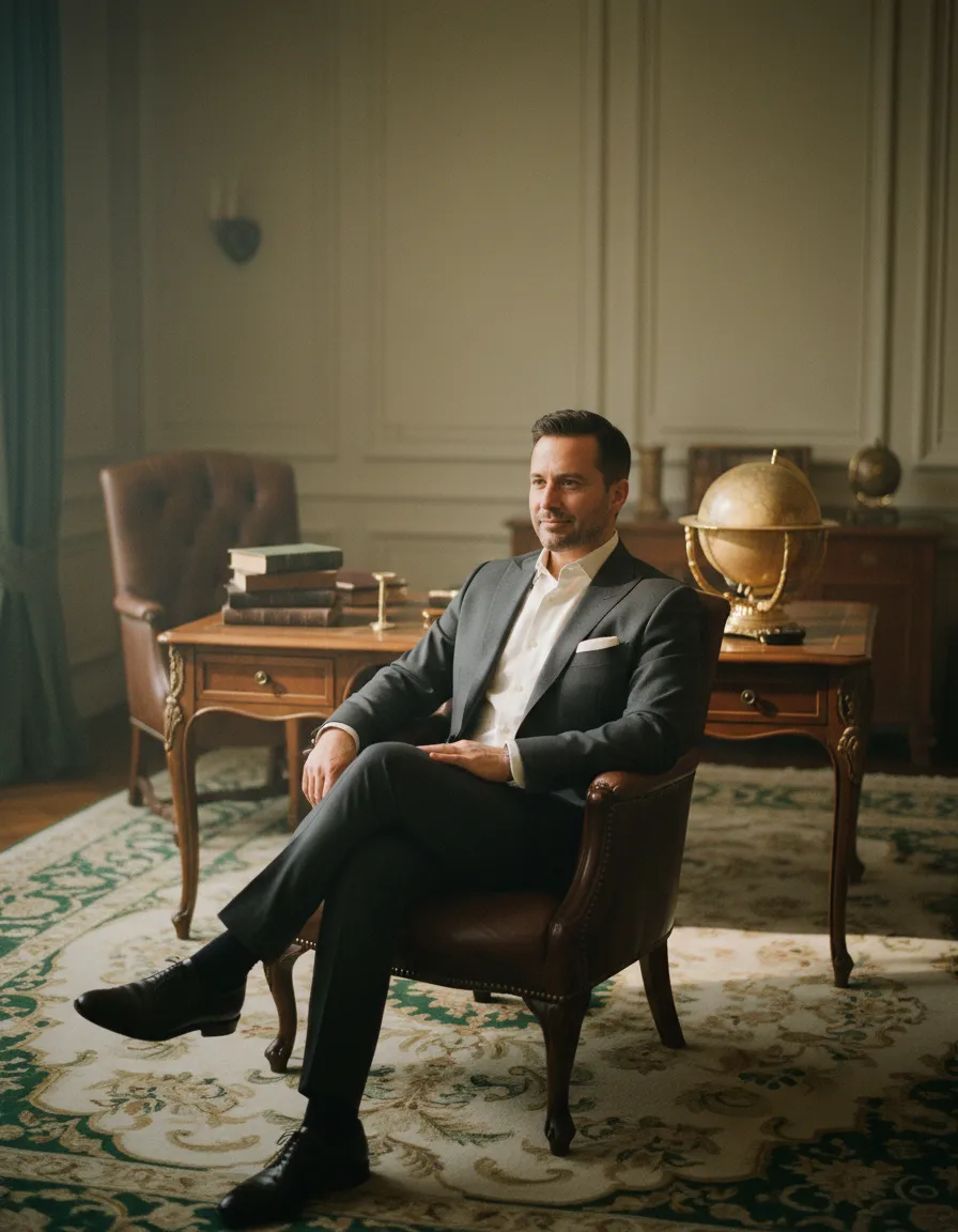 Founder composed in cinematic setting
