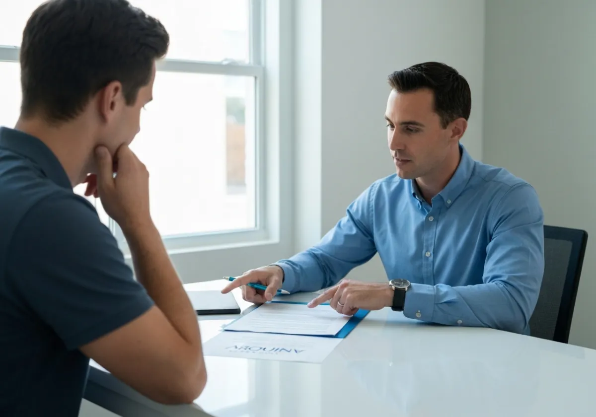 A professional reviewing lease documents in a modern Miami residential setting.