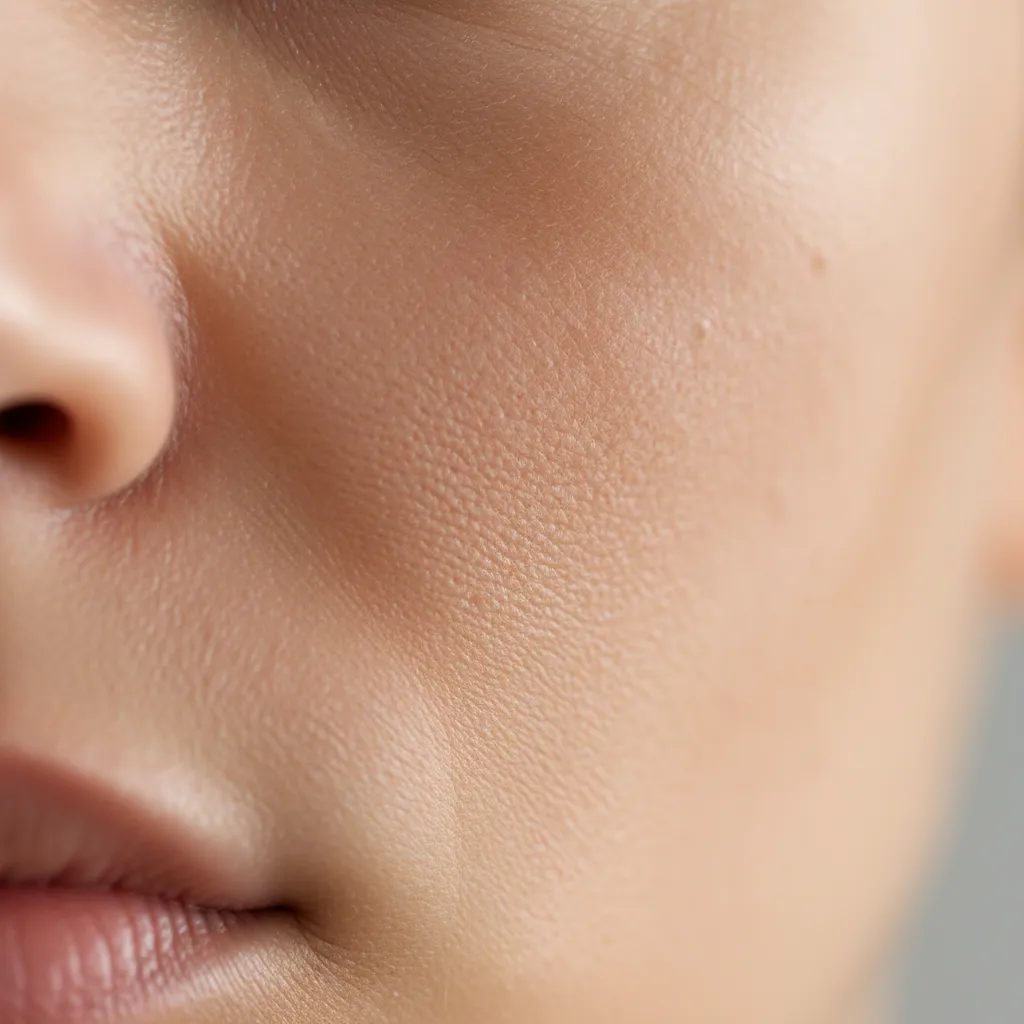 Närbild på hudens struktur i mjukt ljus
