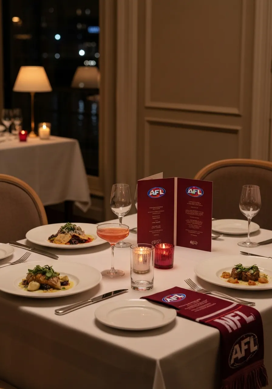 AFL-themed dining table with elegant Italian food and subtle team colors