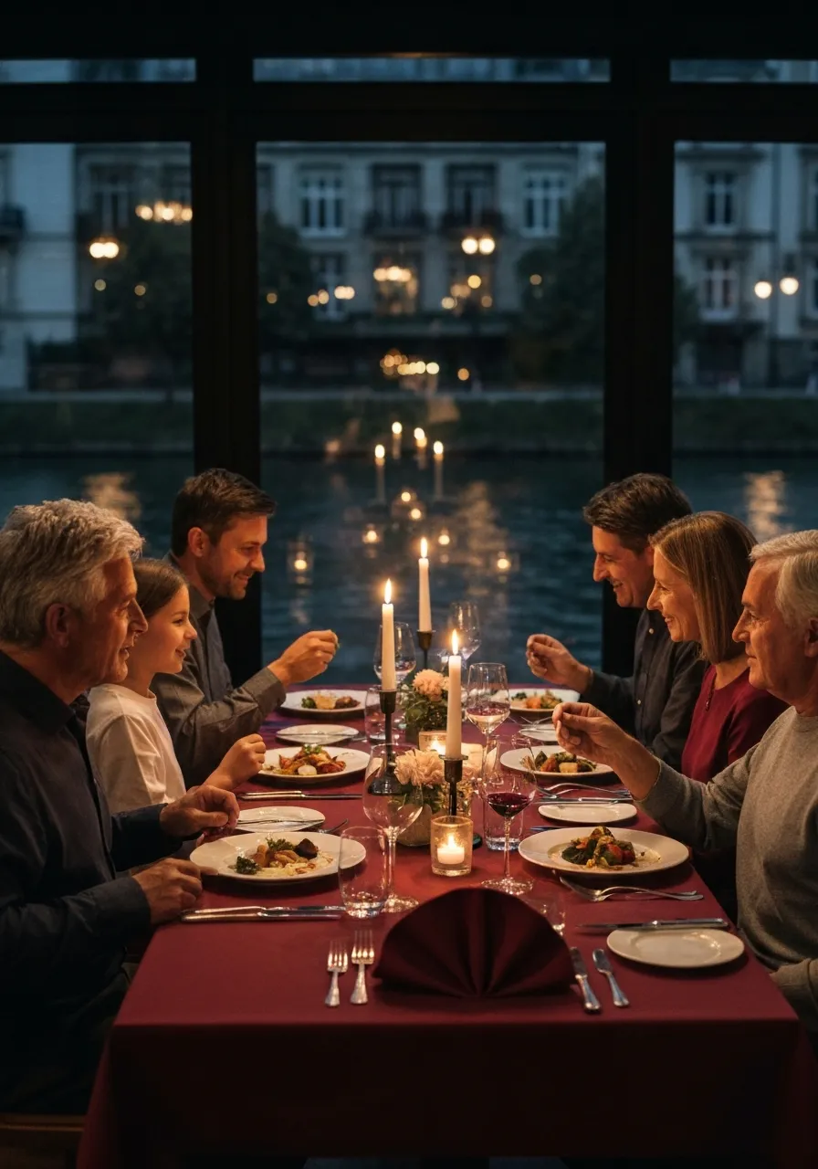 Family enjoying a feast at La Camera
