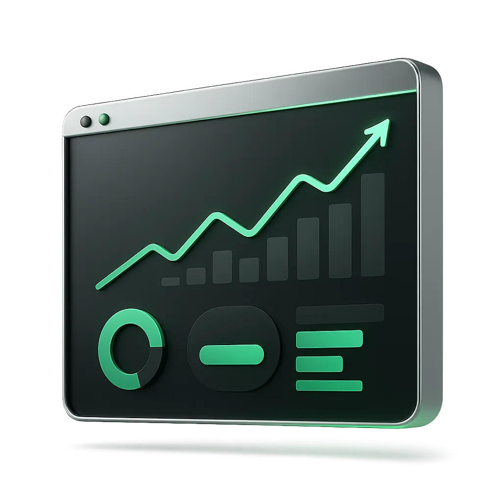 Growth Dashboard Frame showing live metrics