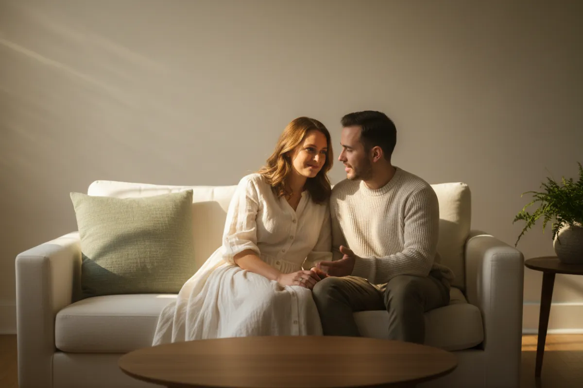 A warm, natural moment of connection between two people