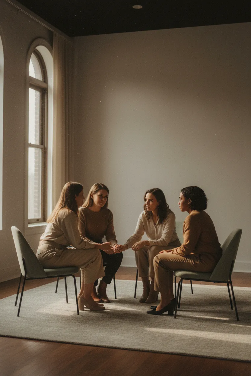 Warm, human-centric community moments showing relational discipleship