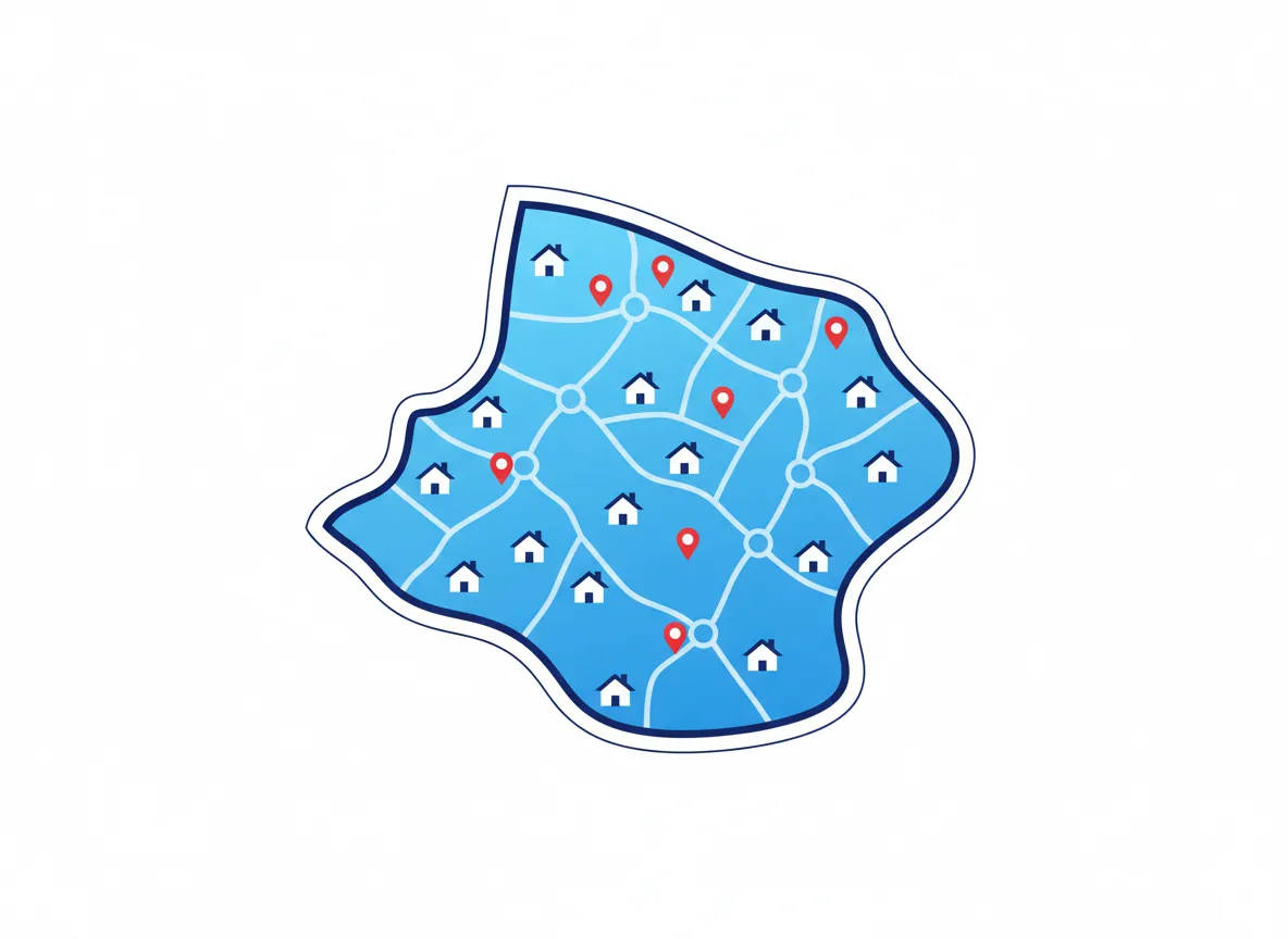 Map showing Patriot Basement Waterproofing local service area