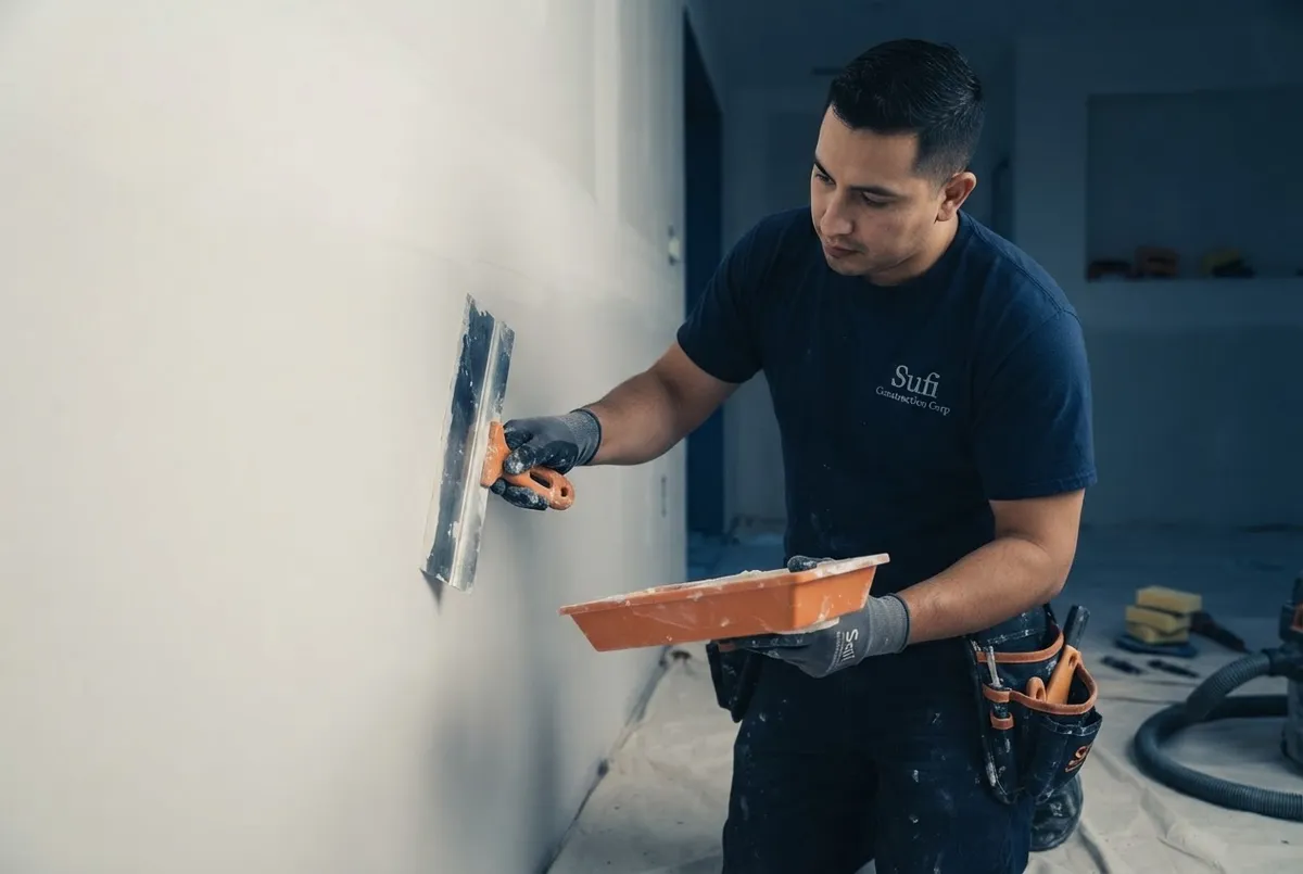 Level 5 smooth sheetrock drywall taping and joint compound finishing