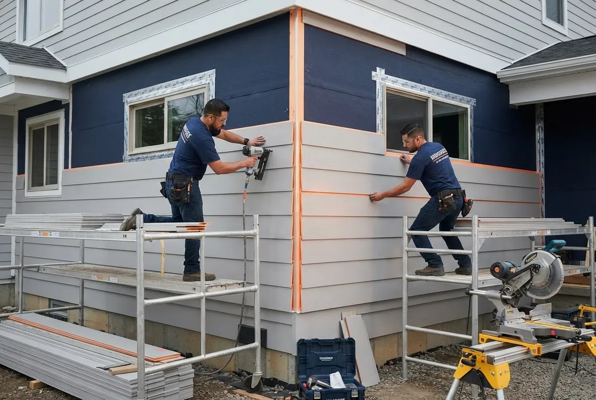 Fiber cement board and insulated exterior architectural siding replacement
