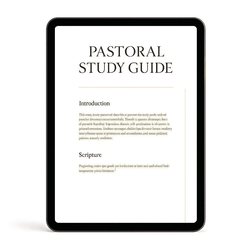 A Complete Pastoral Study Guide displayed on a digital tablet in a study setting