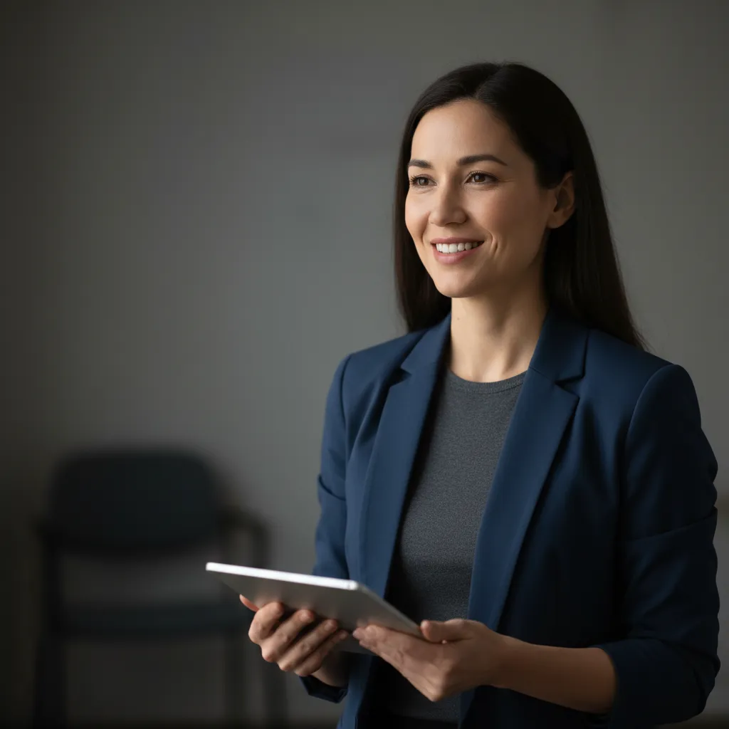 Portrait of a small business owner sharing a positive review