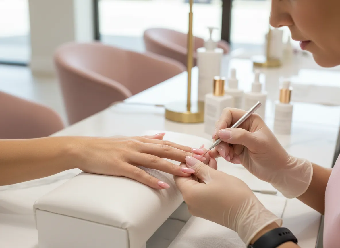 Luxury nail salon McAllen TX - Chloe Nails at La Plaza interior with manicure in progress