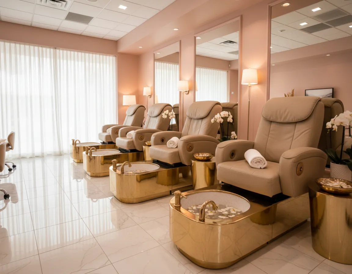 Spa pedicure McAllen TX at Chloe Nails with massaging chair