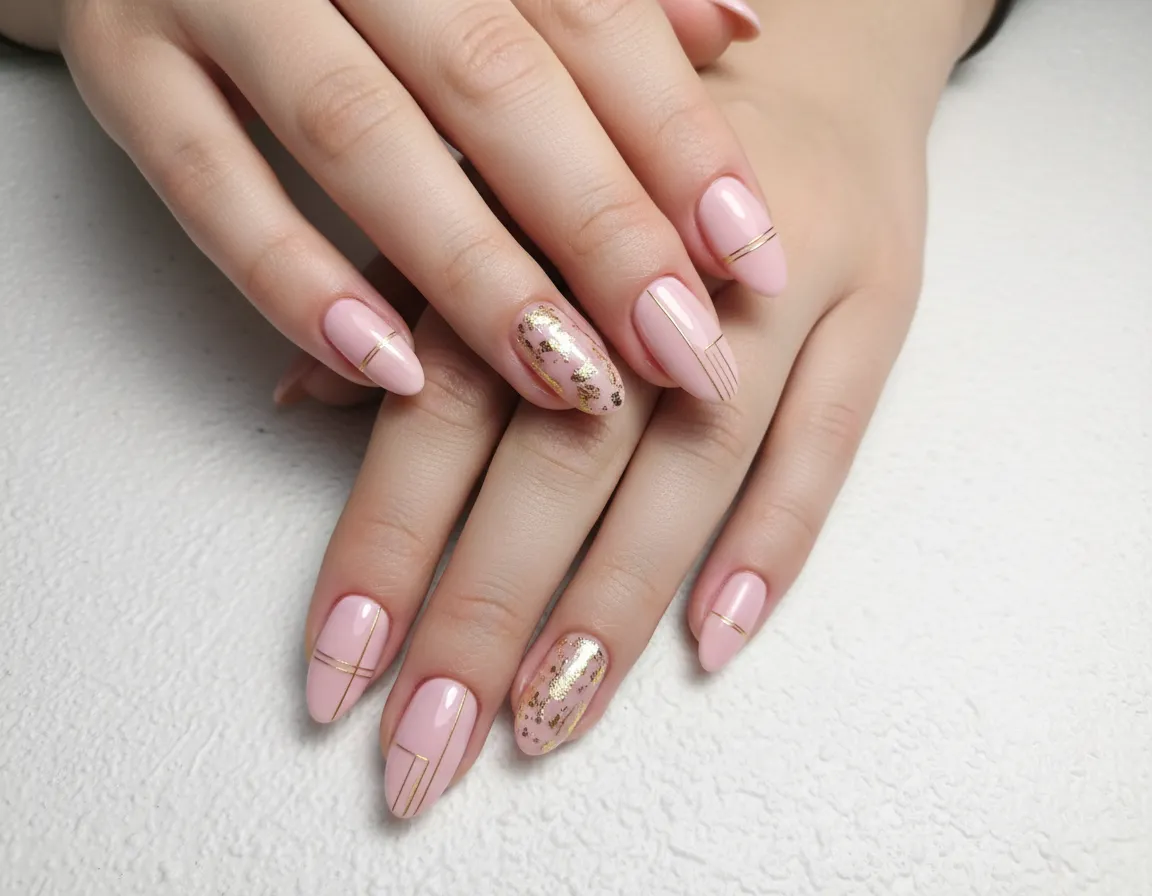 Soft pink almond nails at Chloe Nails La Plaza Mall McAllen