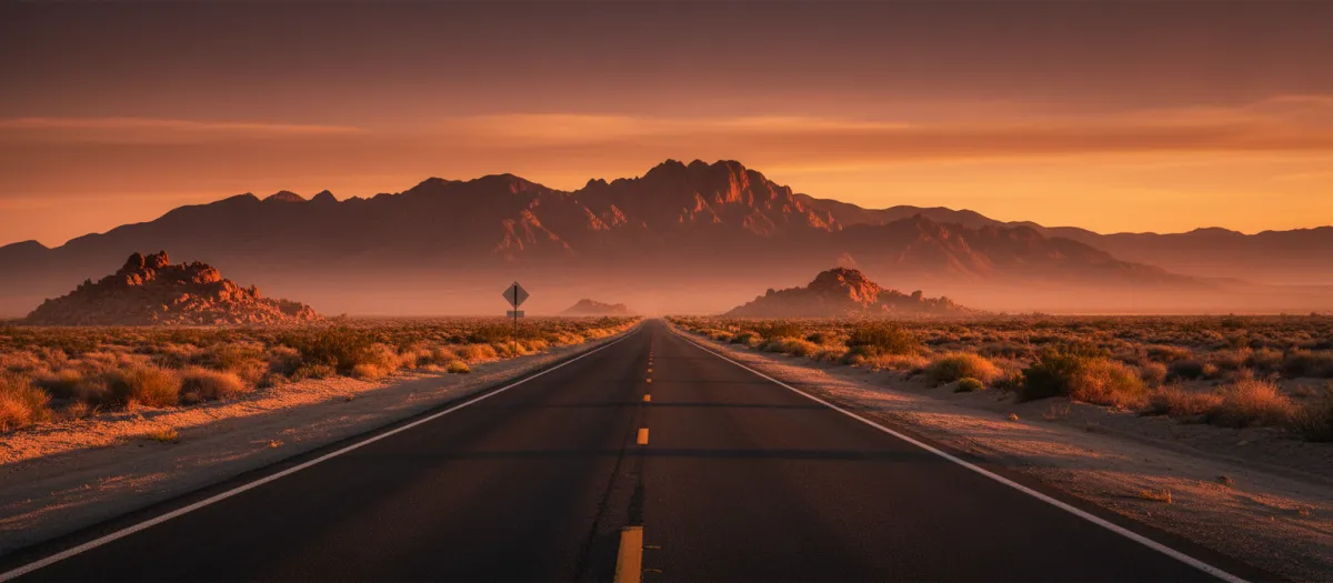 Nevada desert highway and expansive landscape