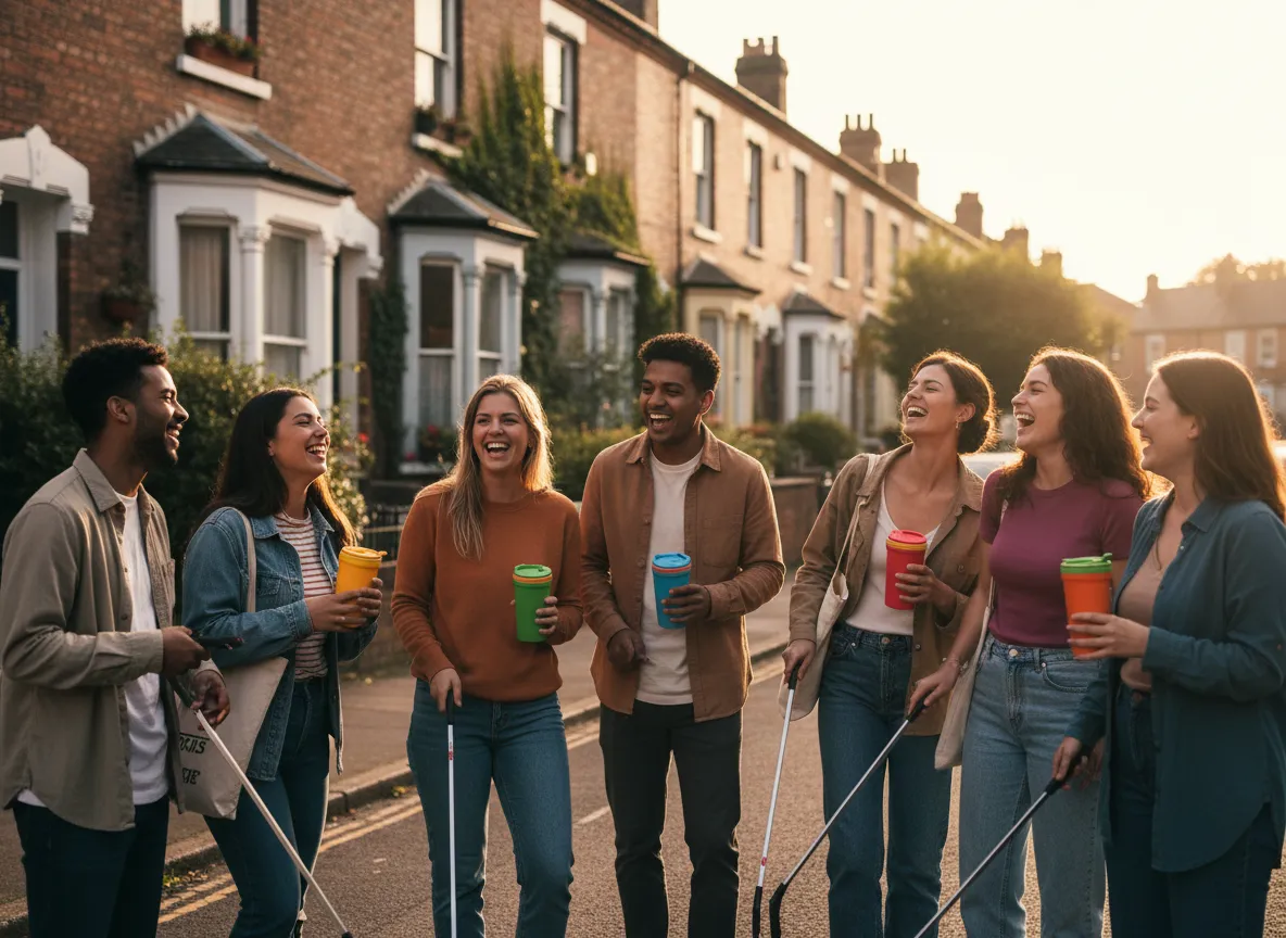Volunteers smiling while taking part in a local community clean-up