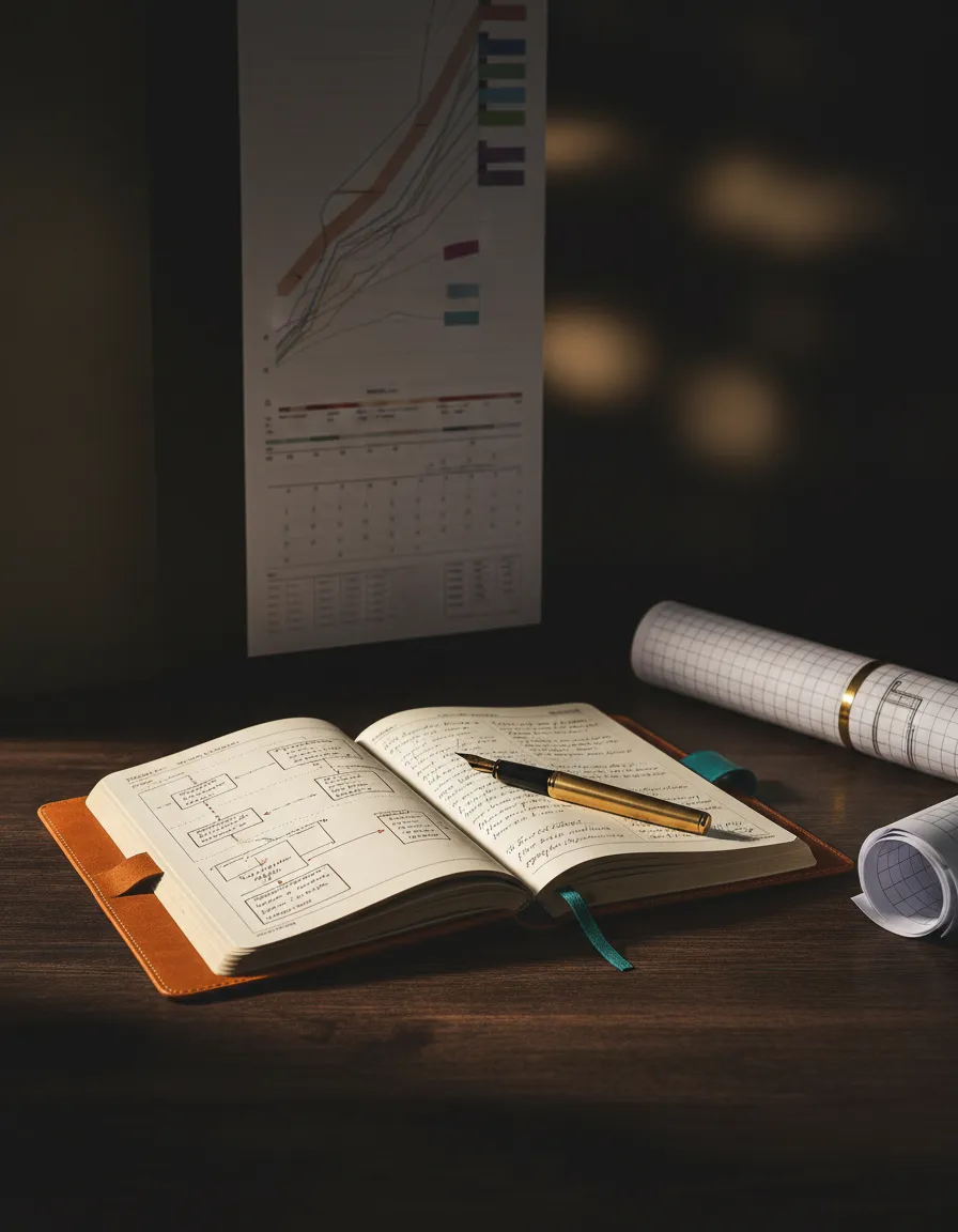 Calendar and timeline planning documents on a table