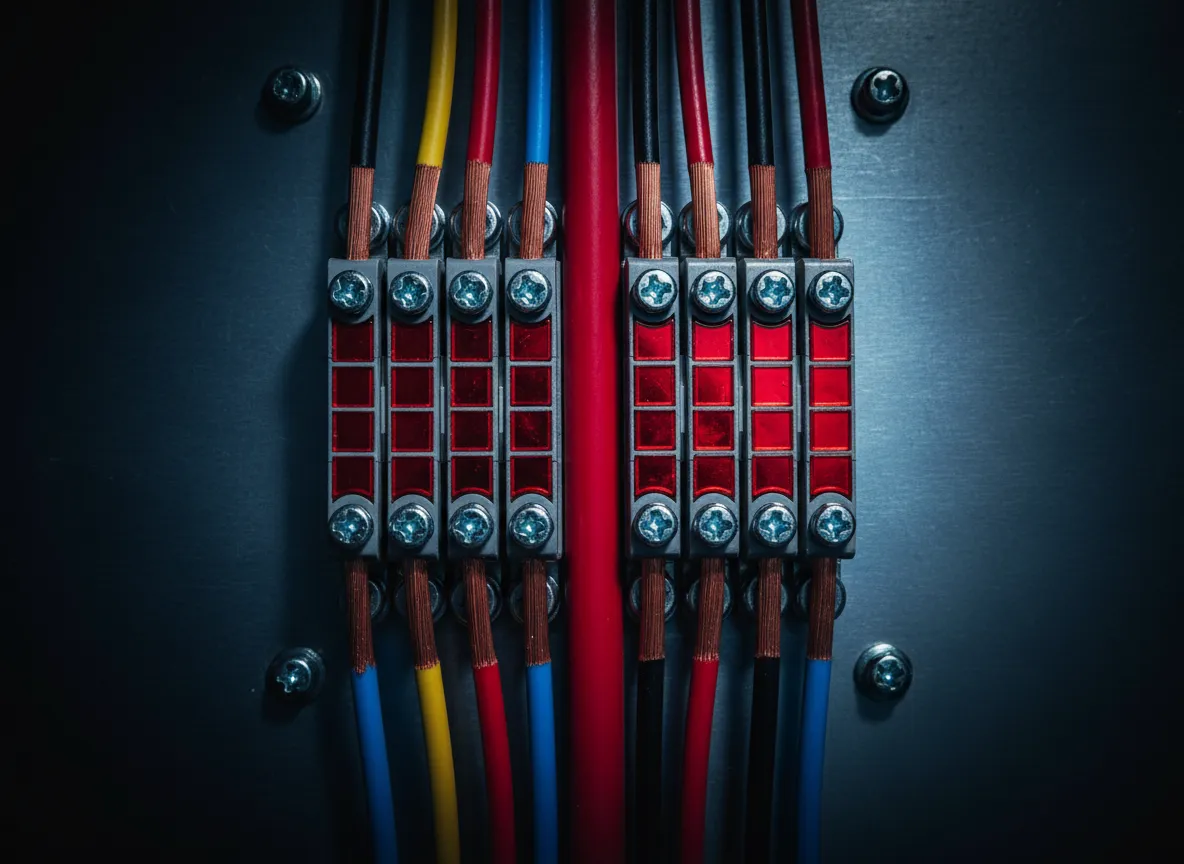 Perfectly organized industrial electrical panel wiring