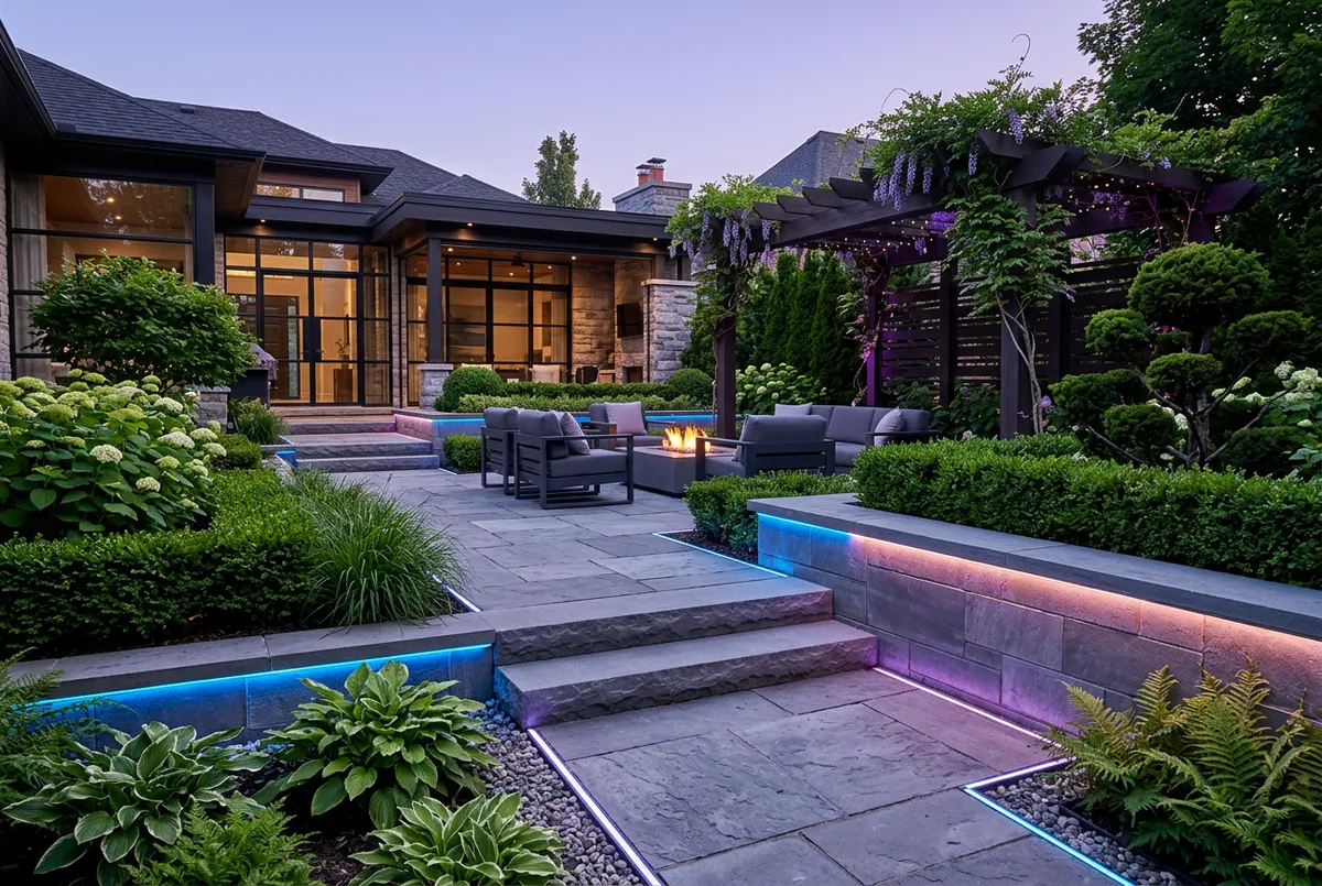 Luxury residential outdoor hardscaping and architecture