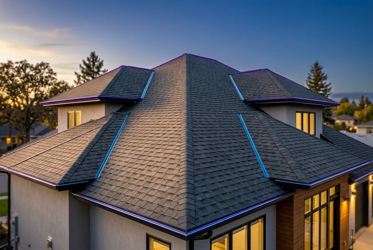 Commercial and residential roofing replacement job site